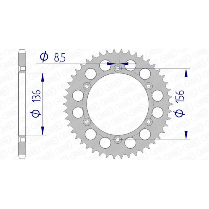 Couronne AFAM alu 15206 - 520 - 43 dents | Oxmoto