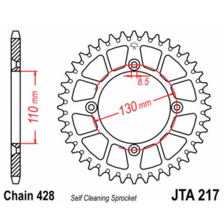 Couronne jt sprockets alu ultra-light anti-boue 217 - 428 - 55 dents