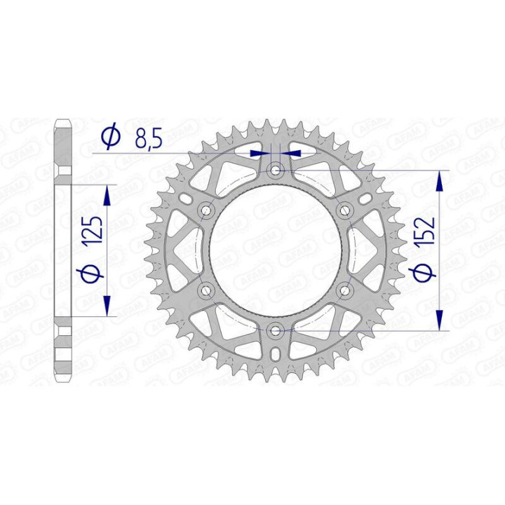 Couronne AFAM alu ultra-light anti-boue 39300 - 520 - 50 dents