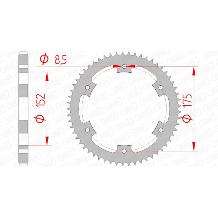 Couronne AFAM acier standard 12207 - 428 - 53 dents | Oxmoto