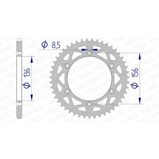 Couronne AFAM alu 15206 - 520 - 47 dents | Oxmoto