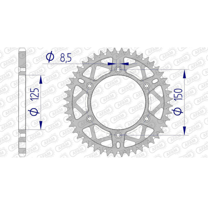Couronne AFAM alu ultra-light anti-boue 72304 - 520 - 51 dents