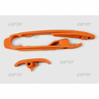 Kit patin de bras oscillant + patin de chaîne inférieur UFO orange KTM 1066255