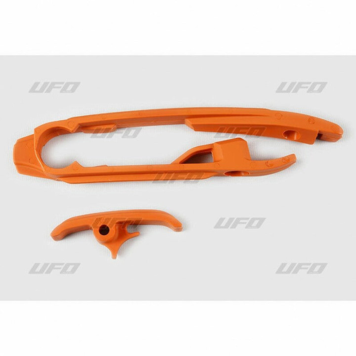 Kit patin de bras oscillant + patin de chaîne inférieur UFO orange KTM 1066255