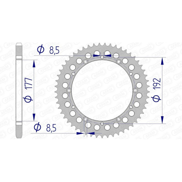 Couronne AFAM alu 63300 - 520 - 52 dents | Oxmoto