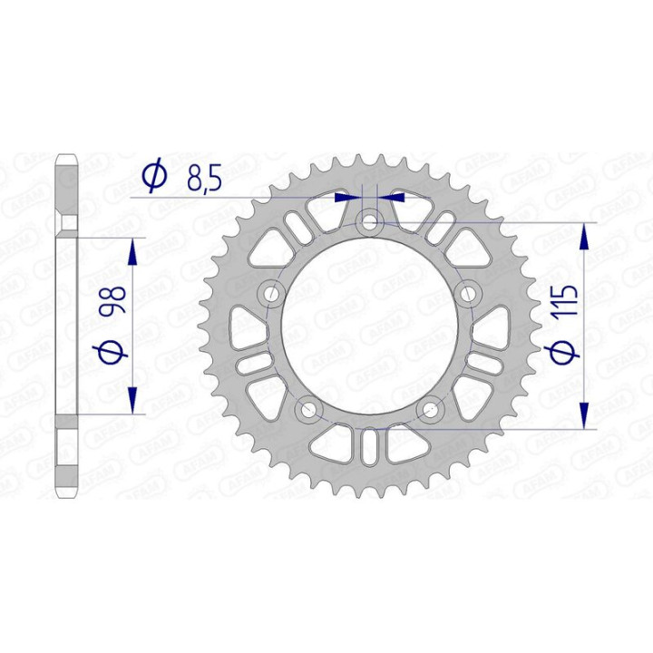 Couronne AFAM alu 72101 - 420 - 50 dents | Oxmoto