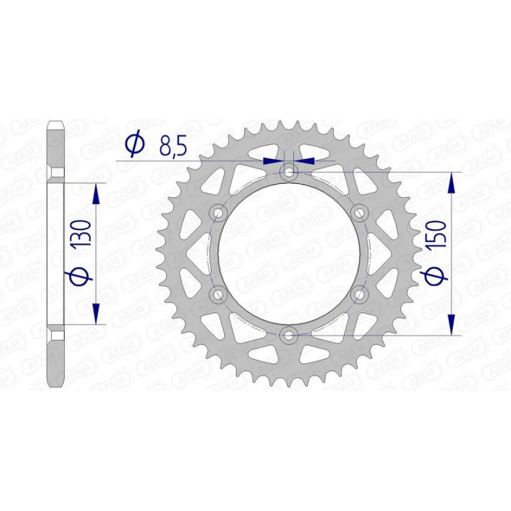 Couronne AFAM alu 13323 - 520 - 52 dents | Oxmoto