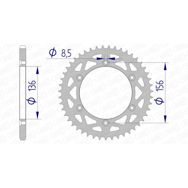 Couronne AFAM alu 15206 - 520 - 53 dents | Oxmoto