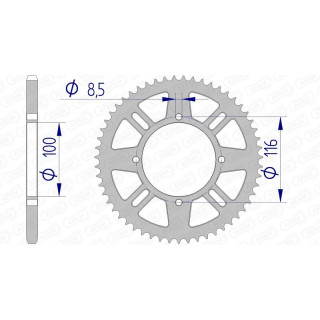 Couronne AFAM alu 17104420 - 52 dents | Oxmoto