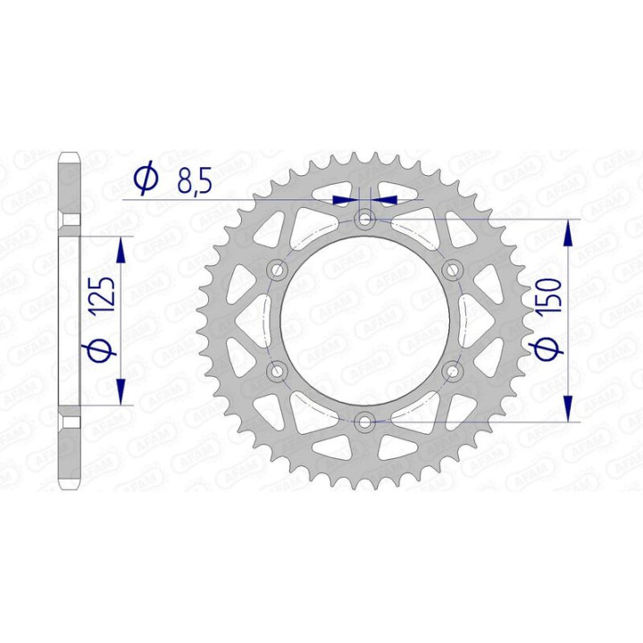 Couronne AFAM alu 72304 - 520 - 47 dents | Oxmoto