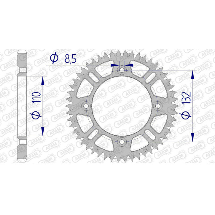 Couronne AFAM alu ultra-light anti-boue 72102 - 428 - 47 dents