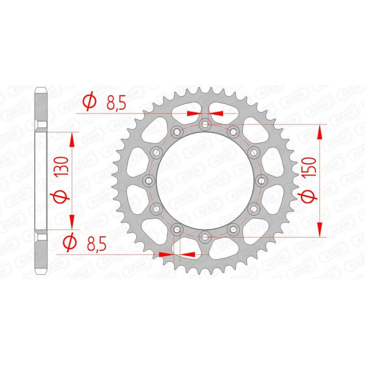 Couronne AFAM acier anti-boue 12323 - 520 - 49 dents