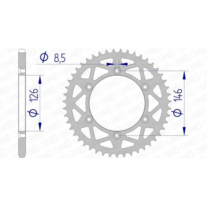 Couronne AFAM alu 15203 - 520 - 48 dents | Oxmoto