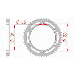 Couronne AFAM acier standard 16203 - 428 - 50 dents | Oxmoto
