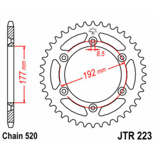 Couronne jt sprockets acier standard 223 - 520 - 53 dents