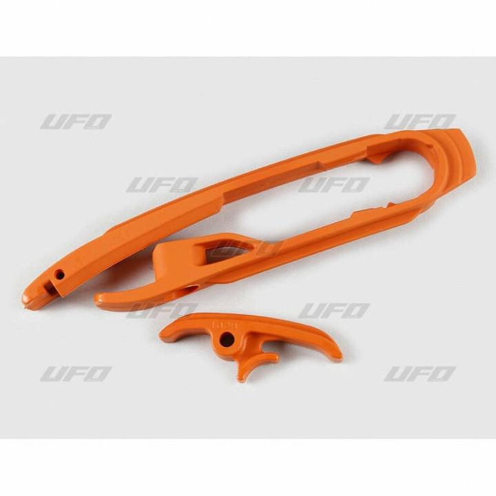 Kit patin de bras oscillant + patin de chaîne inférieur UFO orange KTM 1066252