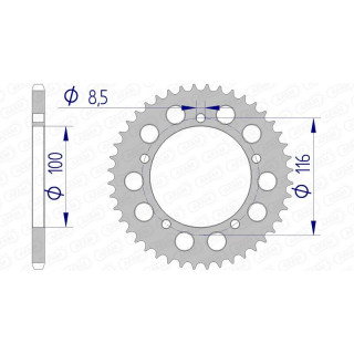 Couronne AFAM alu 17100420 - 44 dents | Oxmoto
