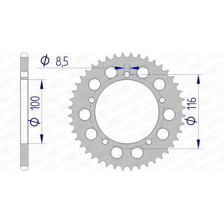 Couronne AFAM alu 17100420 - 44 dents | Oxmoto