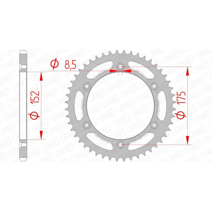 Couronne AFAM acier standard 12508 - 520 - 50 dents | Oxmoto