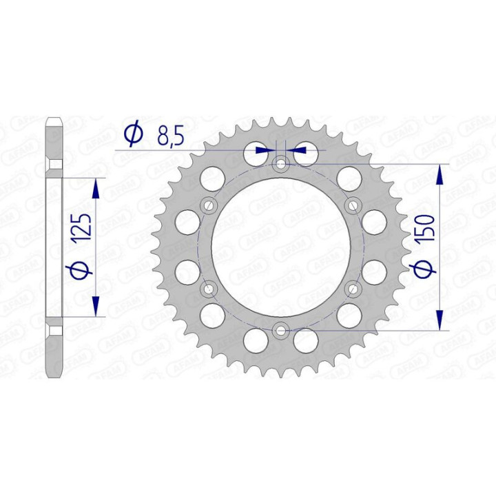 Couronne AFAM alu 72304 - 520 - 46 dents | Oxmoto
