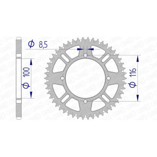 Couronne AFAM alu ultra-light anti-boue 17104420 - 54 dents