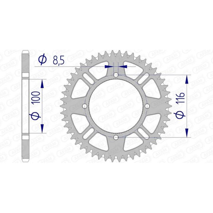 Couronne AFAM alu ultra-light anti-boue 17104420 - 54 dents