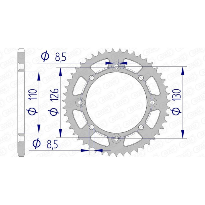 Couronne AFAM alu 17107420 - 47 dents | Oxmoto