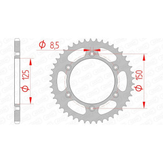 Couronne AFAM acier standard 71304 - 520 - 40 dents | Oxmoto