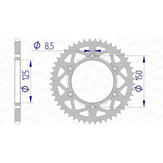 Couronne AFAM alu 72304 - 520 - 51 dents | Oxmoto