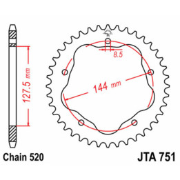 Couronne JT SPROCKETS acier standard - 520 - Nécessite un porte couronne JT SPROCKETS JTR751.43