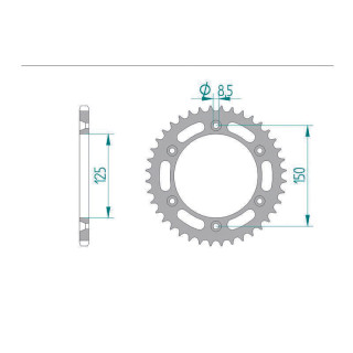 Couronne AFAM acier standard 71304 - 525 - 41 dents | Oxmoto