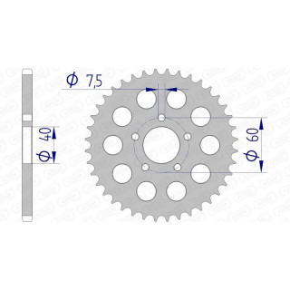 Couronne AFAM alu 72105 - 415 - 40 dents | Oxmoto
