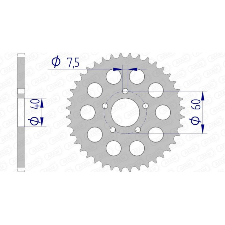 Couronne AFAM alu 72105 - 415 - 40 dents | Oxmoto