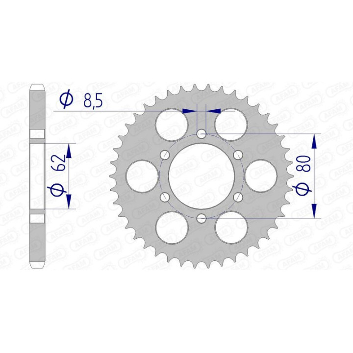 Couronne AFAM alu ultra-light anodisé dur 13208 - 428 - 51 dents