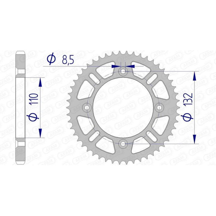 Couronne AFAM alu 72102 - 428 - 49 dents | Oxmoto
