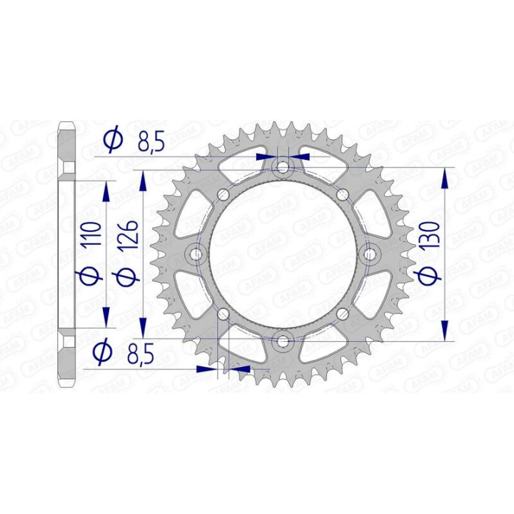 Couronne AFAM alu ultra-light anti-boue 17107420 - 47 dents