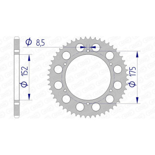 Couronne AFAM alu ultra-light anodisé dur 13301 - 520 - 52 dents