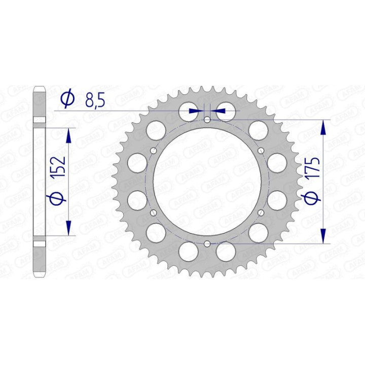 Couronne AFAM alu ultra-light anodisé dur 13301 - 520 - 52 dents