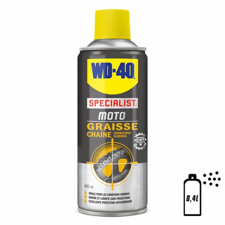 Graisse de chaîne Wd 40 Specialist® Moto conditions humides - Spray 400 ml