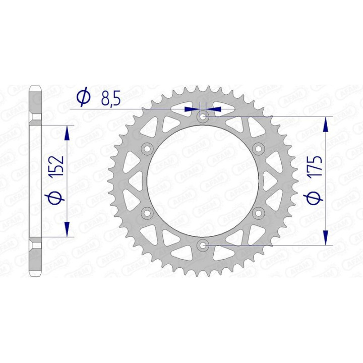 Couronne AFAM alu 13508 - 520 - 51 dents | Oxmoto