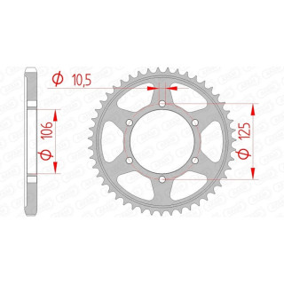 Couronne AFAM acier standard 86605 - 525 - 37 dents | Oxmoto