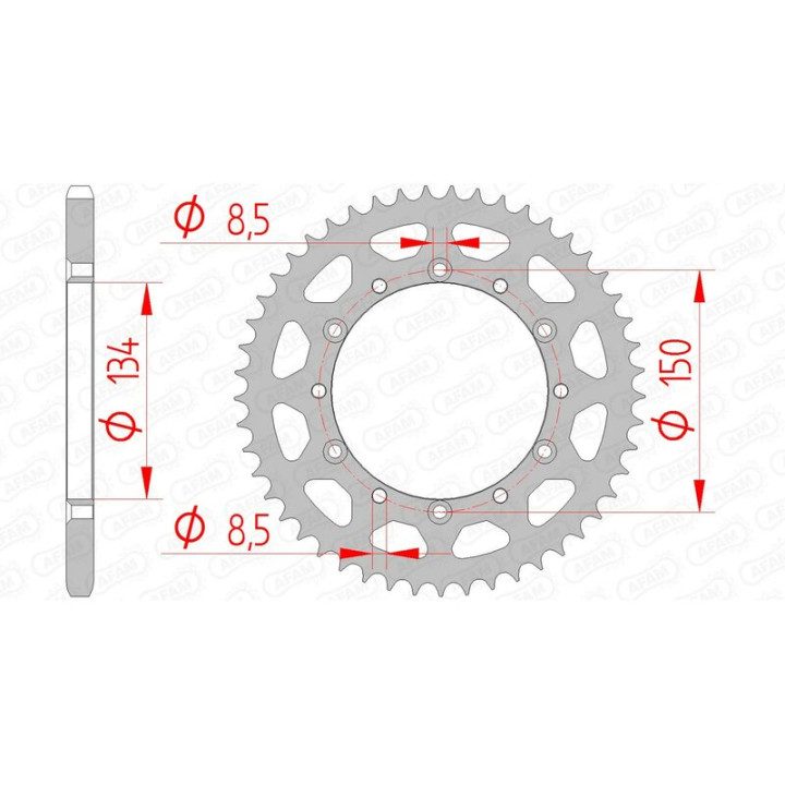 Couronne AFAM acier standard 16204 - 520 - 48 dents | Oxmoto