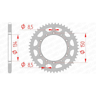 Couronne AFAM acier standard 16204 - 520 - 42 dents | Oxmoto