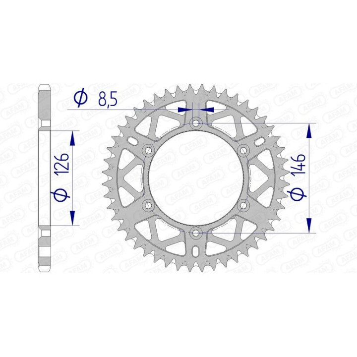 Couronne AFAM alu ultra-light anti-boue 15203 - 520 - 50 dents