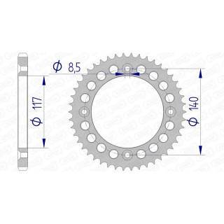 Couronne AFAM alu ultra-light anodisé dur 13108 - 428 - 46 dents
