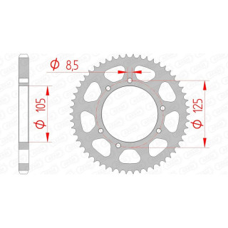 Couronne AFAM acier standard 47200 - 428 - 54 dents | Oxmoto