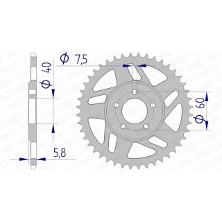 Couronne AFAM alu 72103 - 415 - 44 dents | Oxmoto