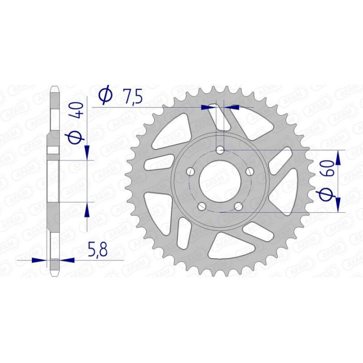 Couronne AFAM alu 72103 - 415 - 44 dents | Oxmoto