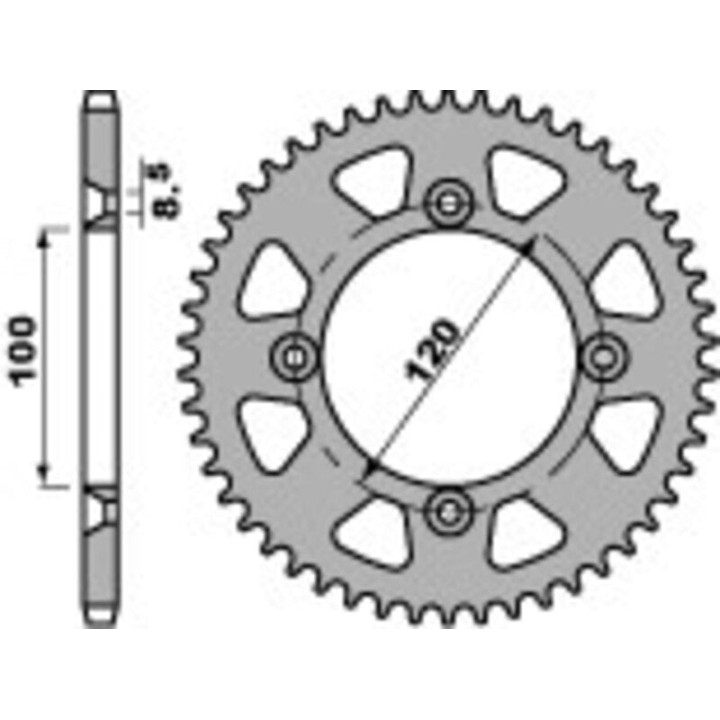 Couronne PBR alu standard - 428 4413 55 L | Oxmoto