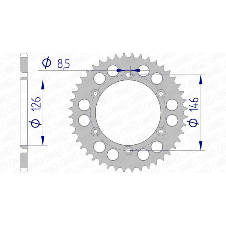 Couronne AFAM alu 15203 - 520 - 43 dents | Oxmoto